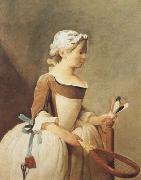 Jean Baptiste Simeon Chardin Girl with a Racquet and Shuttlecock (mk08) oil painting picture wholesale